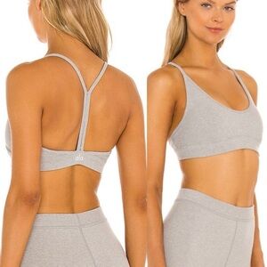 ALO Yoga Grey Ribbed Blissful Bra NWT